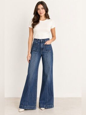 LC Lauren Conrad Dark Blue High-Rise Wide Leg Jeans